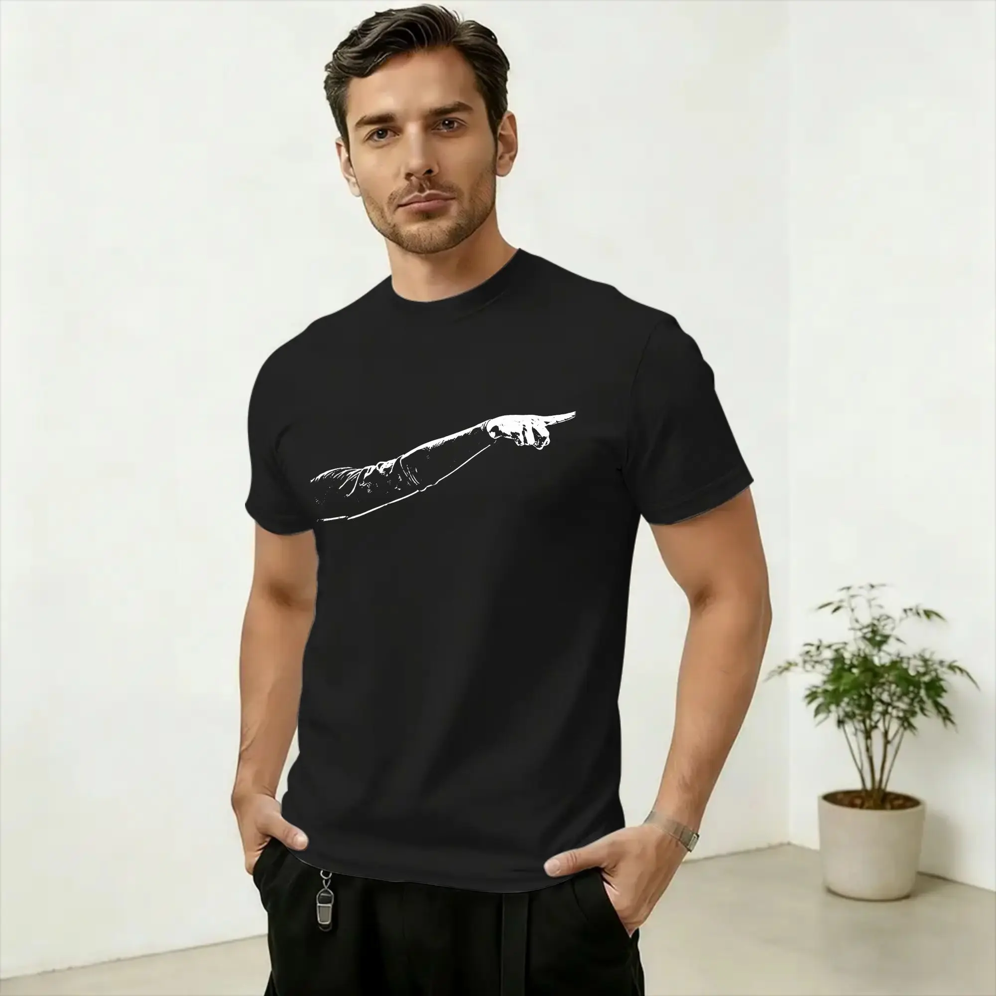 Hand Pointing Meme Funny Cotton T Shirt For Couple Beach  Streetwear T-Shirts O Neck Harajuku Tees Plus Size Pattern Tops