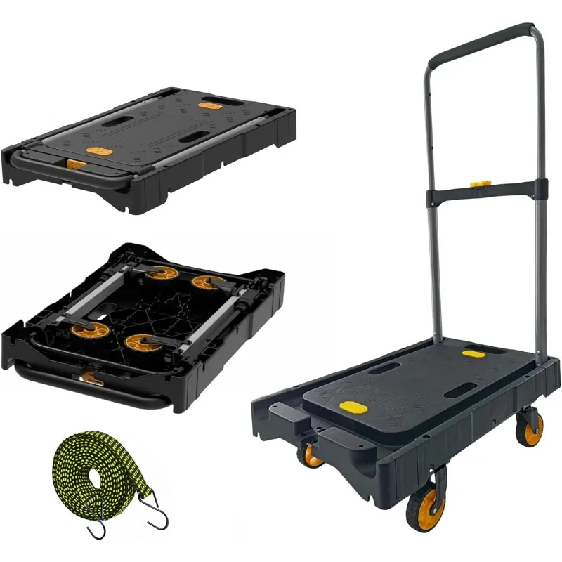 Platform Truck Folding Hand Truck 330 LB Heavy Duty Utility Dolly Flatbed Luggage Push Cart Fully Folded Compact Cart,