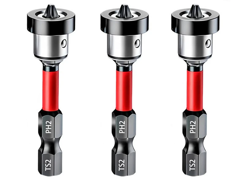 3pcs PH2 Magnetic Positioning Screwdriver Bit Hex Shank Drywall Depth Stop Bit for Decking & Gypsum Board Work