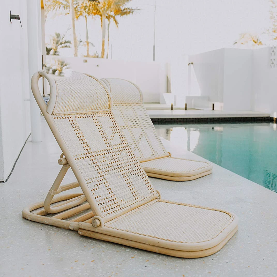 

Portable Folding Rattan Swimming Pool Sun Bed Beach Lounger Chairs// Customizable Color Size Outdoor Oxford Wooden Chair 2pcs