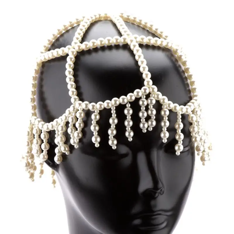 

Hand-woven Pearl Tassel Hat Chain Bride High-end Versatile Hair Accessories Styling Accessories