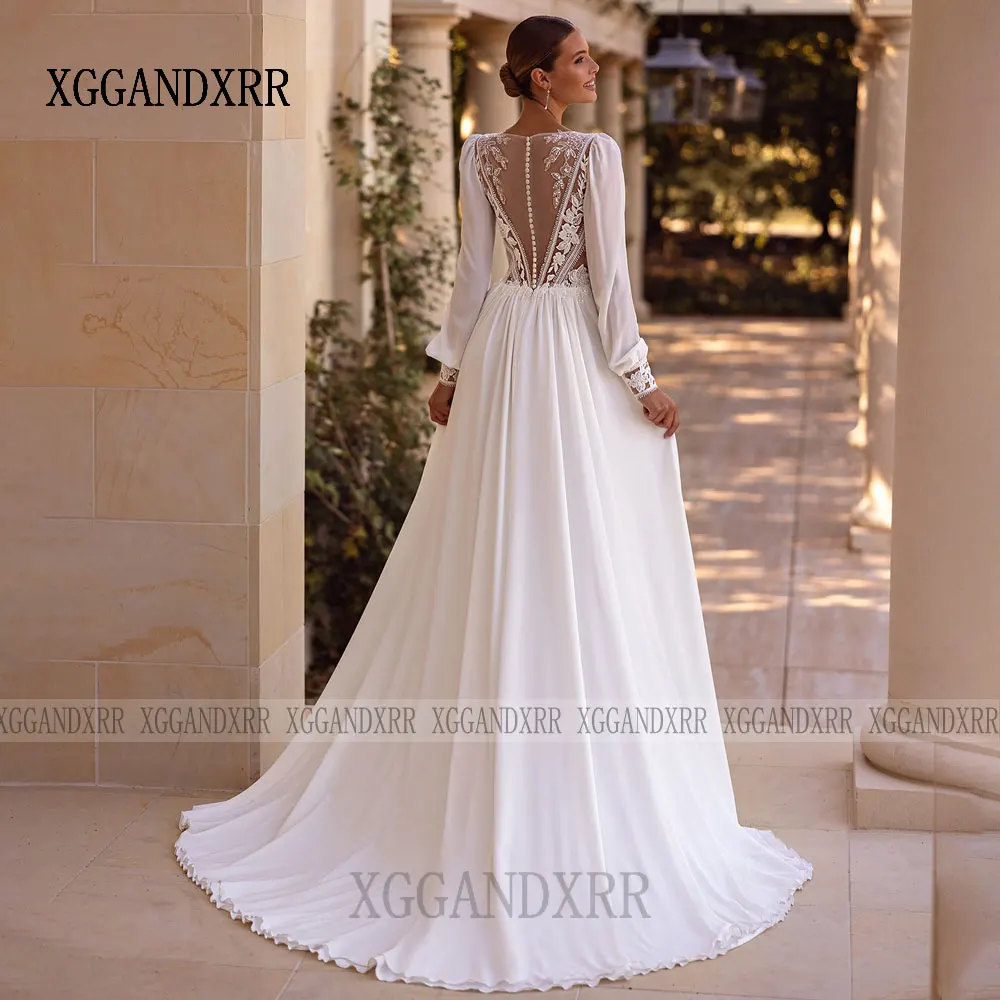 Vintage Brautkleider A-Linie Böhmen Brautkleider Lange Puffärmel Roben Hoher Schlitz Charmante Vestidos De Novia Maßgeschneidert 2026