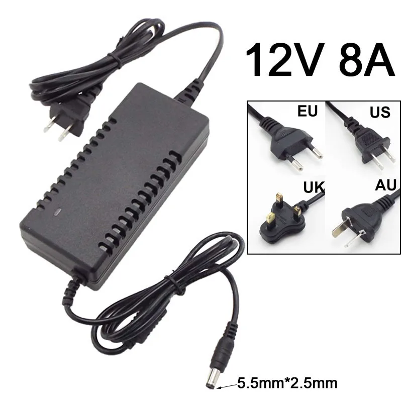 

12V 8A 8000am AC to DC Power Adapter Supply Converter charger switch Led Transformer Charging for CCTV Camera LED strip light Q