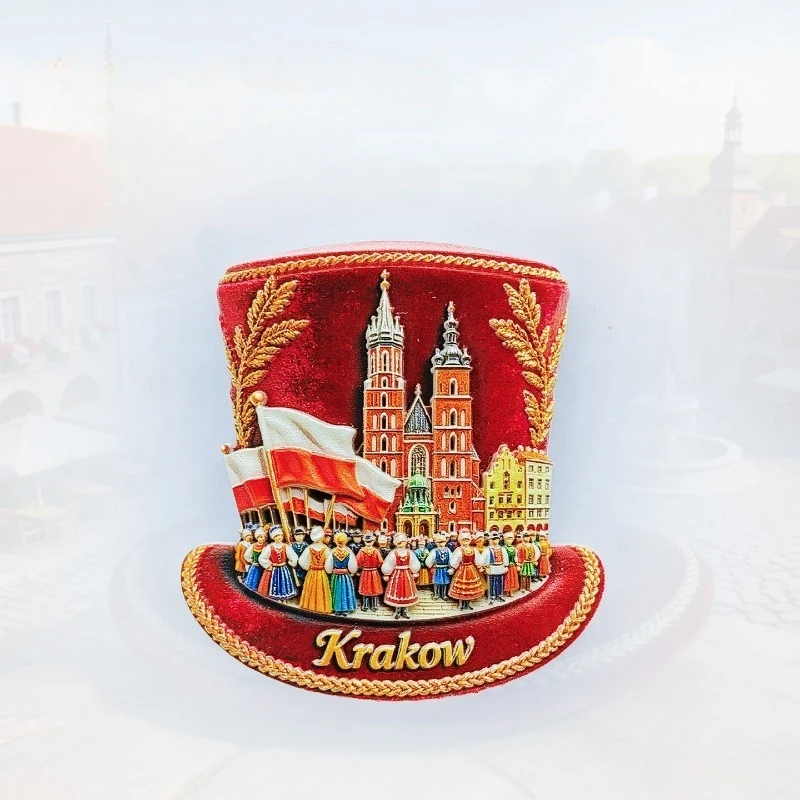 Krakow Hat Church Fridge Magnet - Classic 3D Old Town Souvenir Unique Polish Heritage Gift for Travel & Vintage Decor
