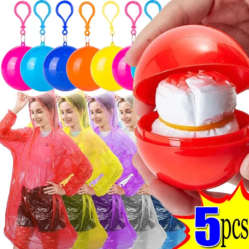 5/1PCS Disposable Raincoat Ball Waterproof Adults Rain Ponchos Cloak Portable Outdoor Traveling Camping Emergency Coat Rain Gear