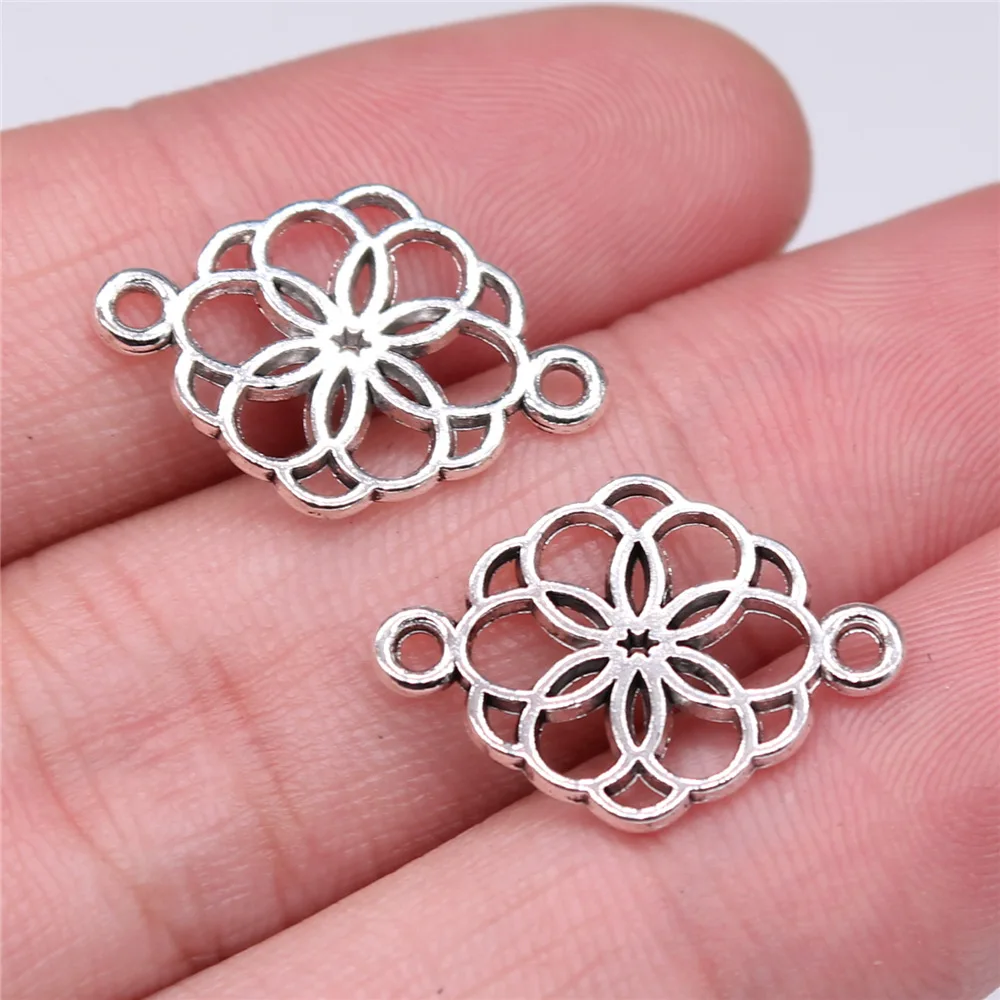 30pcs 21x15mm Alloy Charm Floral Of life Pendant EF3707