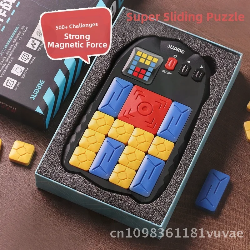 Mr. Shenma Super Huarong Road-rompecabezas deslizante, máquina de juego educativo electrónico para niños, juguete de inteligencia para entrenamiento de pensamiento