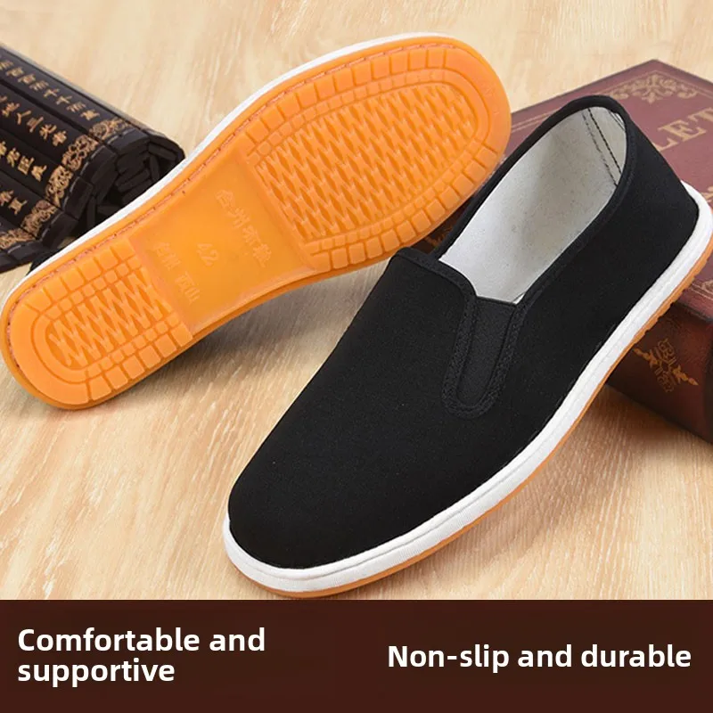 

Пекинские традиционные мужские холщовые туфли ручной работы: летние, повседневные, нескользящие, мягкие, дышащие, с многослойной подошвой из бычьего сухожилия