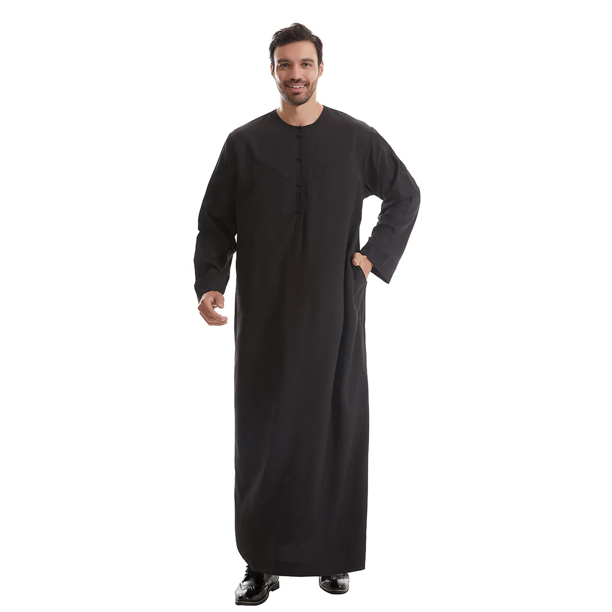 Lebaran Ramadan Pria Lengan Panjang Abaya Jubba Thobe untuk pria Kaftan Pakistan Muslim Saudi Arabia dbaba Islam pakaian doa jubah