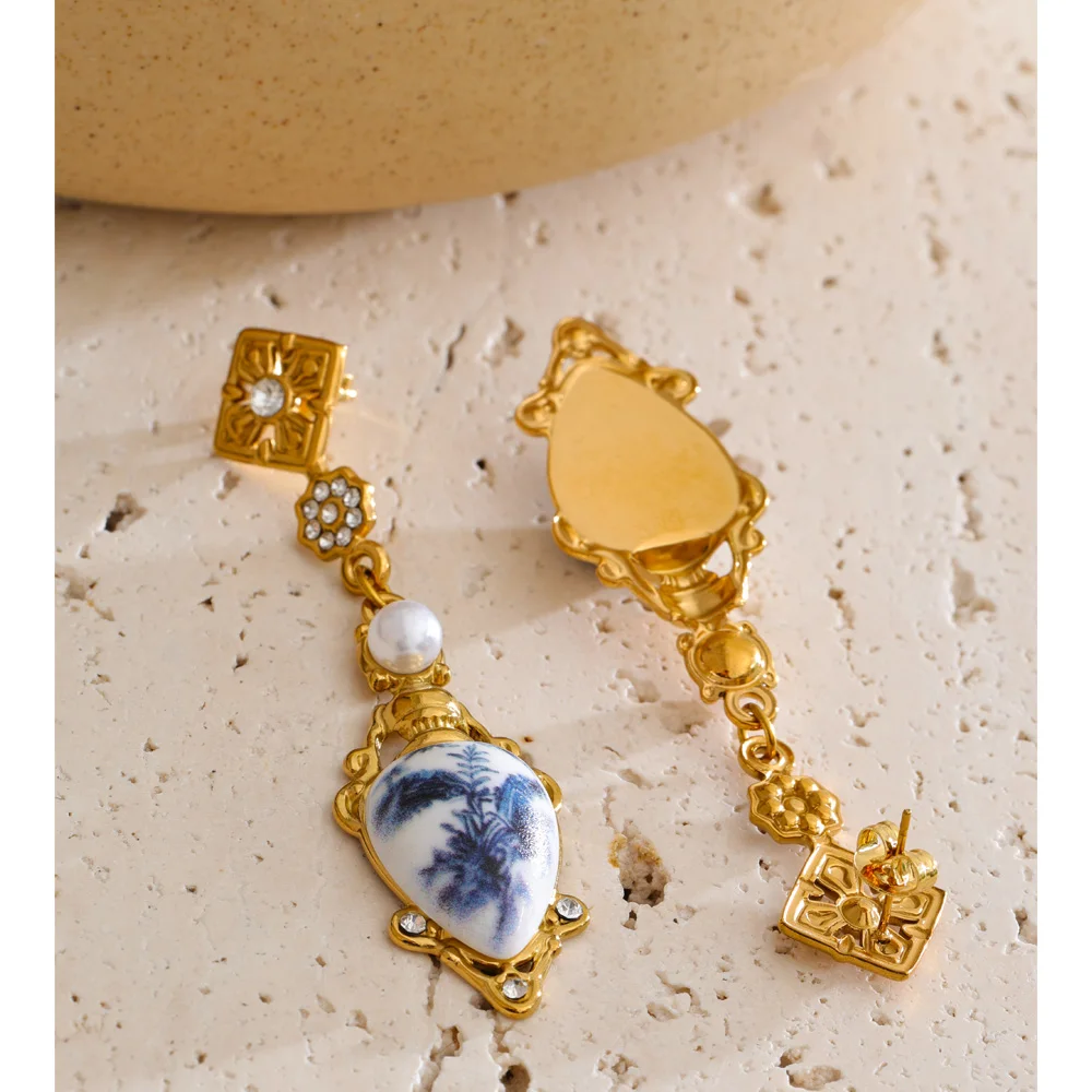 Yhpup Courtly Style Ohrringe aus Edelstahl mit Kunstharz-Blumenanhänger für Damen, beliebter, schicker, exquisiter Ohrschmuck als Geschenk – Detail 8