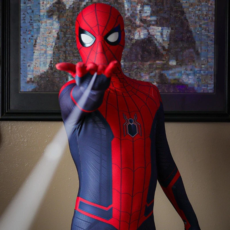 遠からホームスパイダーマンコスプレ衣装の、スーパーヒーロー全身タイツスーツ、ジャンプスーツ、ボディスーツ、カーニバル、ハロウィーンの衣装