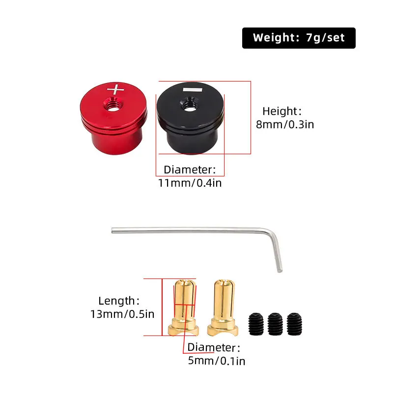 Złącze bananowe mosiężne 4.0mm/5.0mm do akumulatorów samochodów RC z metalowym radiatorem do modeli RC