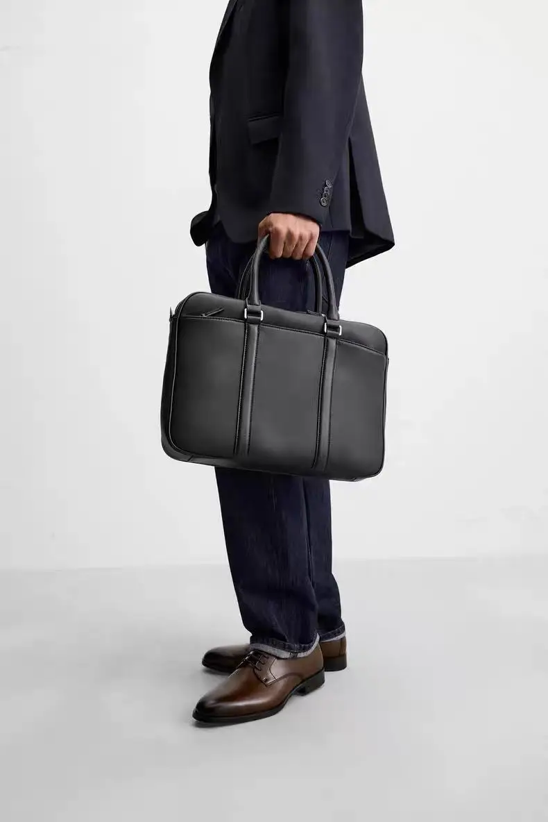 جديد فاخر بولي Leather جلد رجال الأعمال حقيبة الذكور حقيبة كتف الرجال حقيبة ساعي حقيبة يد الأعمال ركاب حقيبة لابتوب #6