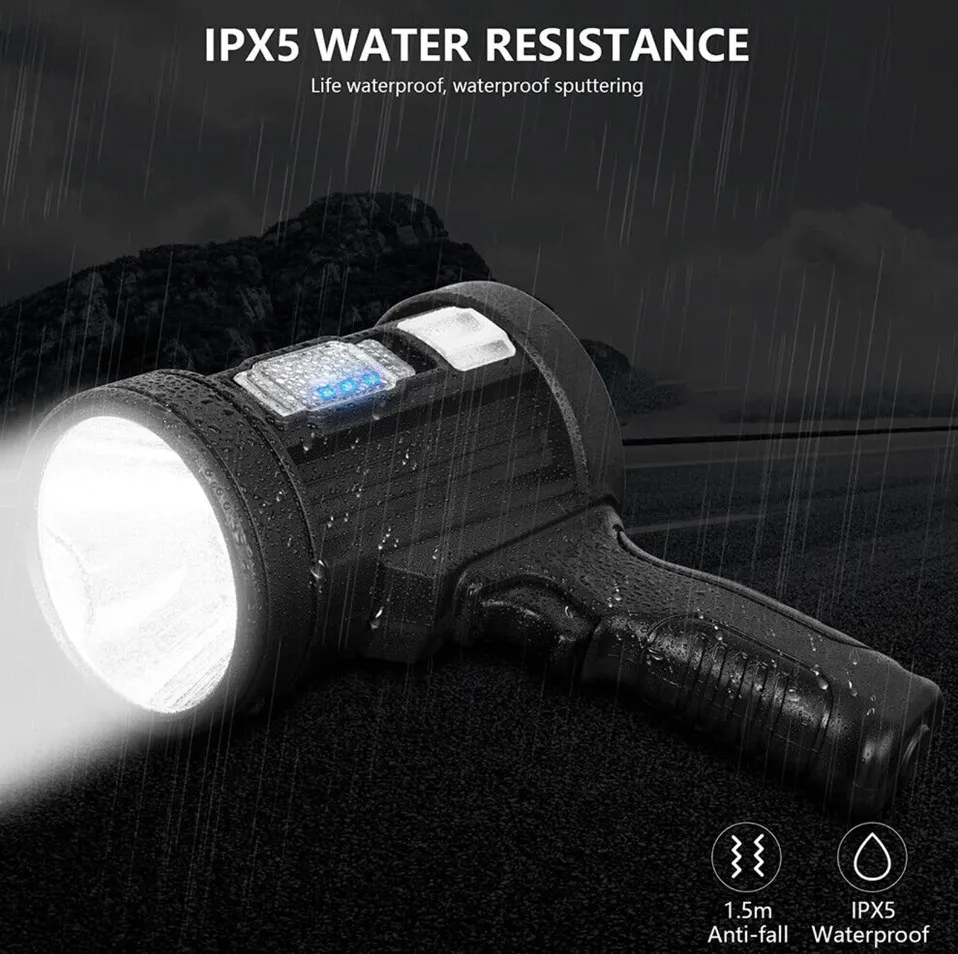 Led Searchlight Spotlight Rechargeable High Power Led Flashlights Ultra Long Lighting Distance Light P150 Powerful Lantern Torch