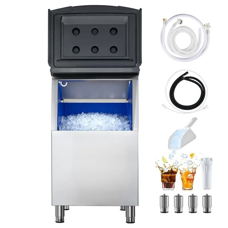 Commercial Ice Maker Storage Bin, 250LBS Capacity Ice Bin, Stainless Steel Ice Storage Bin with Filter and Adjustable Anti-Slip Rubber Feet, Suitable for Restaurant Hotel and Beverage Shops