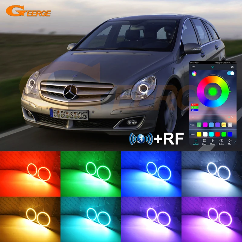For Mercedes Benz R Class W251 2006 2007 2008 2009 Bluetooth App Ultra Bright Multi Color RGB Led Angel Eyes Kit Halo Rings