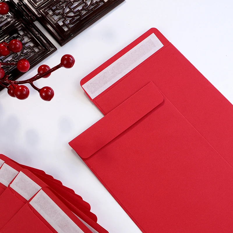 50 قطعة/الوحدة الأحمر فارغة دعوة الزفاف A4 سميكة فاتورة المغلف في كرافت ورقة وثيقة النقدية حقيبة الأعمال اللوازم المكتبية