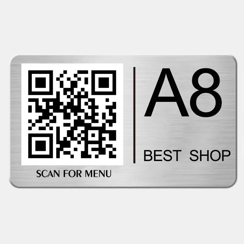 5/10Pcs Custom Stainless Steel Table Signs Desktop Scan Menu QR Code Self-adhesive Table Number Plates For Restaurant Hotel Cafe