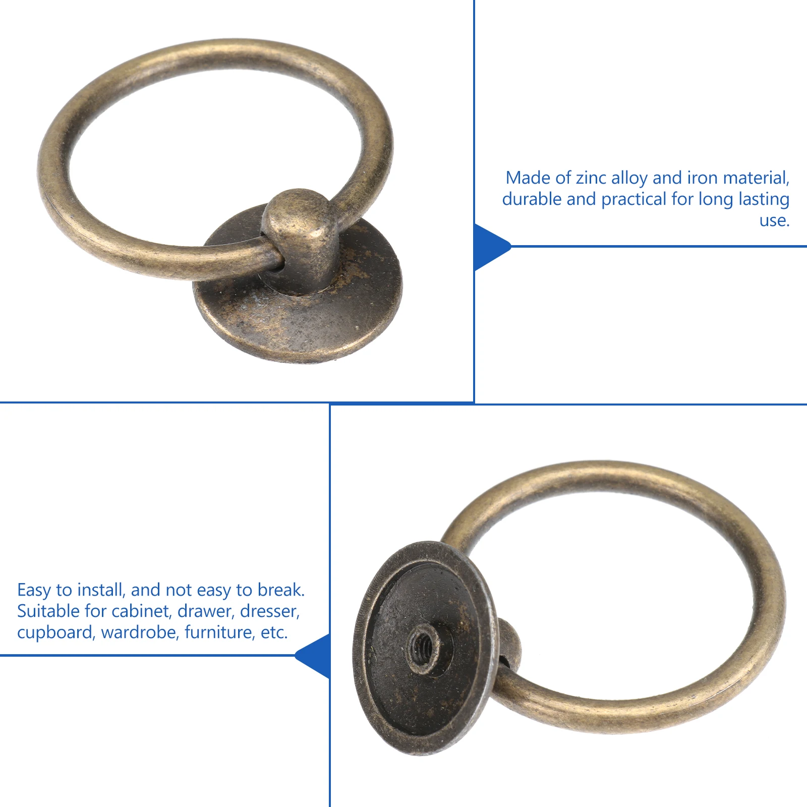 

Knobs Drawer Dresser Handle Ring Cabinet Door Handles Decorative Round Single Hole