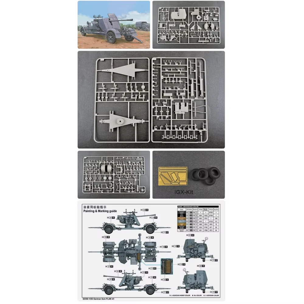 

Trumpeter 02350 1/35 Scale 5cm Flak 41 Air Defense Gun Artillery Gift Plastic Assembly Model Building Kit