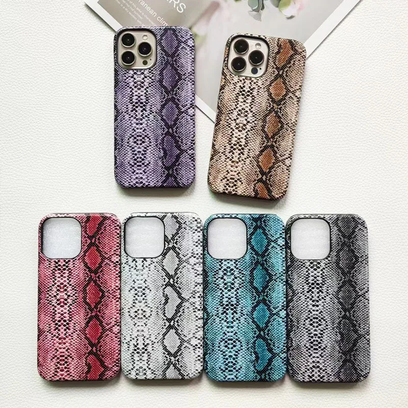 New Python Skin Leather Case For iPhone 15 16 13 14 11 12 Pro Max XR X XS 6 6S 7 8 Plus  Suede Lining Hard PC Shockproof Cover