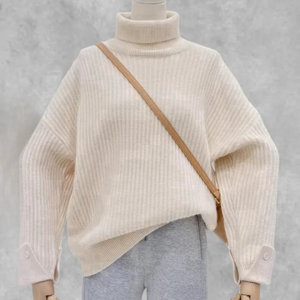 Turtleneck Jumpers Long Sleeve Sweater Women Y2k 2023 Yellow Autumn Winter Sweaters Pullovers Loose Elegant Long Jumpers