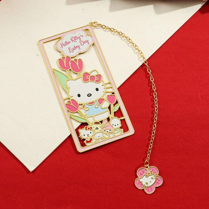 

Sanrio Cute Hello Kitty Hollow Metal Bookmark Personalized Collection Commemorative Cartoon Anime Creative Decoration Kid Giftss