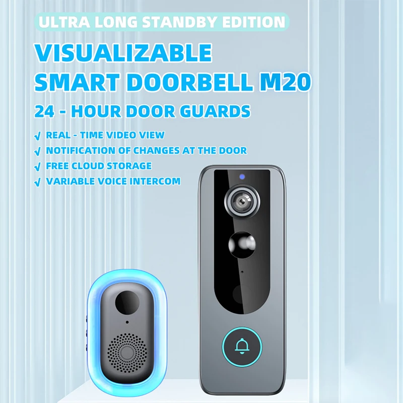Timbre de vídeo inalámbrico para exteriores con cubierta Solar para lluvia, cámara IP65, monitoreo de puerta Digital impermeable, videoportero inteligente para el hogar