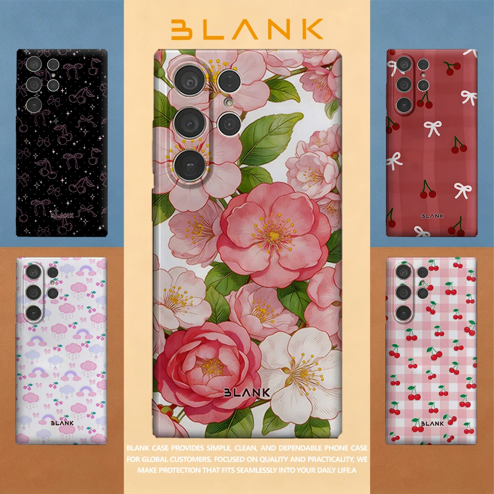 Pink Cherry Blossom For Samsung Galaxy S26 S25 S24 A56 A36 Phone Case Protection Cover for Women Girl Blank