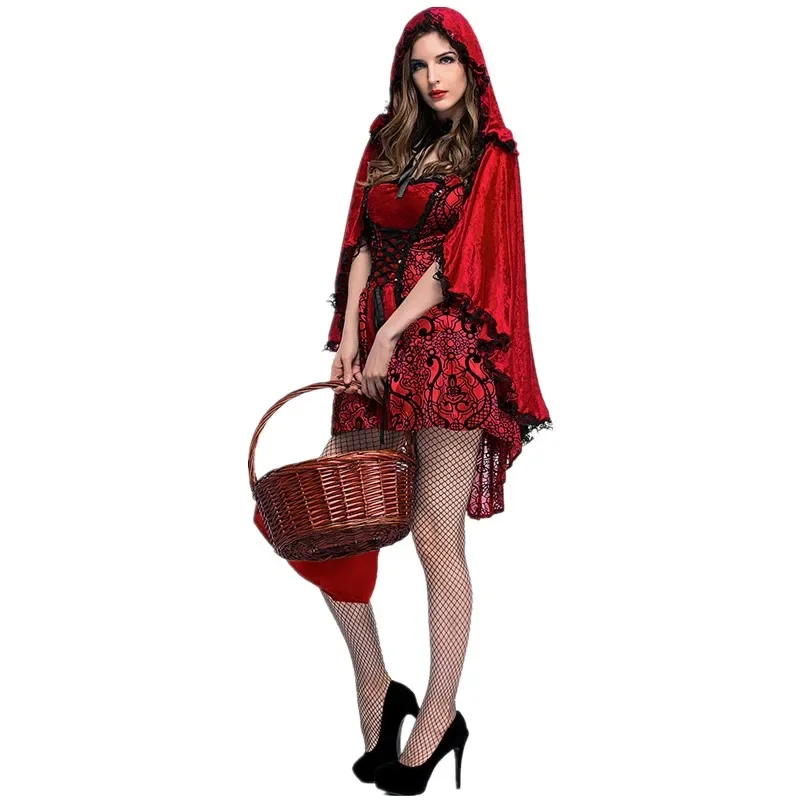 Little Red Riding Hood Halloween Costume for Women Fairy Tale Cosplay Fancy Dress Adult Hen Party Theme Event