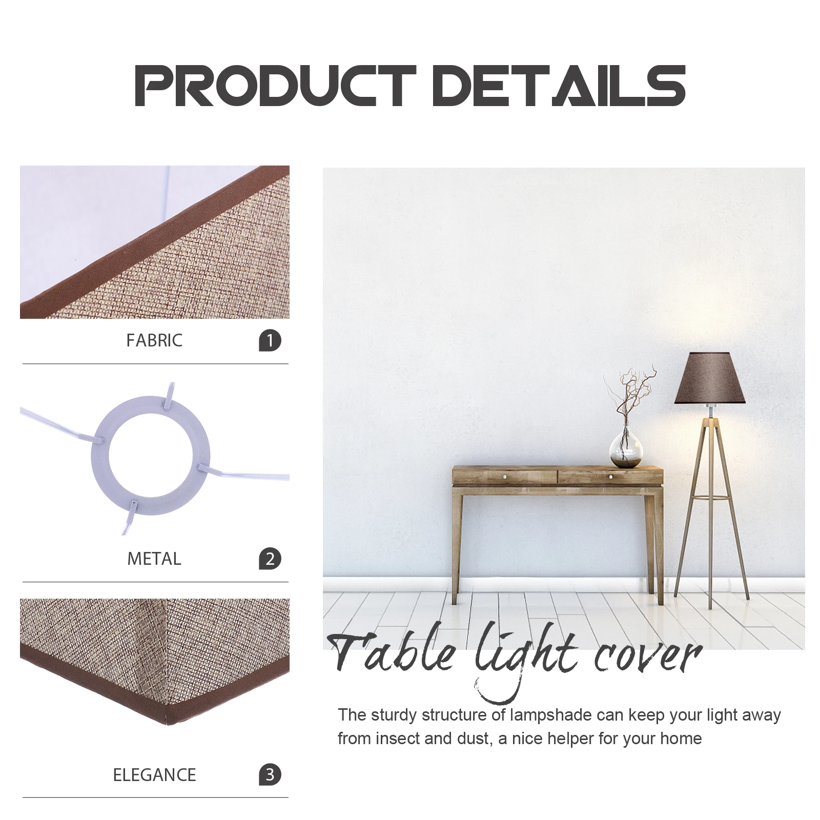 

Linen Lamp Shades Cloth Fabric Table Desk Bedside Floor Replacement Simple Shade Cover Accessory Dust Proof Durable Metal