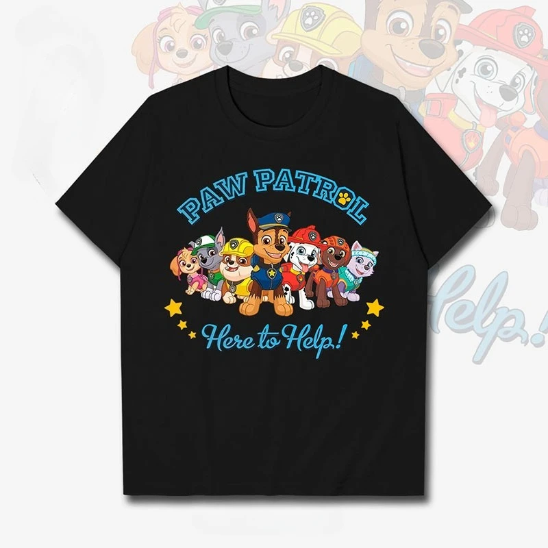 2026 Summer Men's and Women's Pure Cotton T-Shirts for Parents and Kids, Paw Patrol, Comfortable, Breathable, High-Quality, Ins