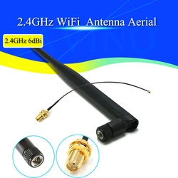 1 set 6dBi 2.4GHz 5GHz Dual Band WiFi SMA antenna + 1x15cm U.FL / IPX to SMA-KY Cable Router glue stick antenna