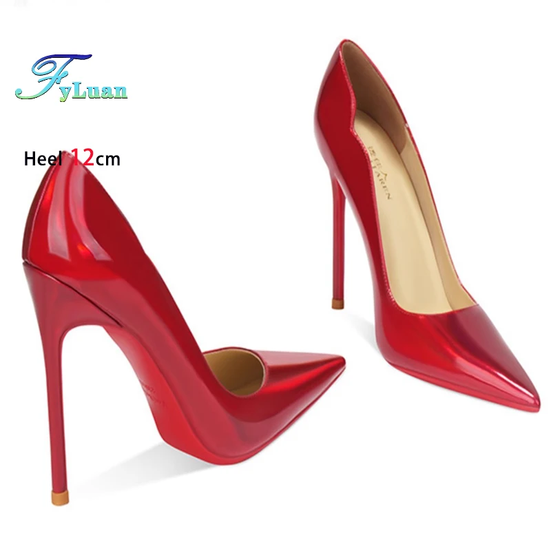 FyLuan Laser Red Female Wedding Shoes Fashionable Banquet Slim Heels Sexy Shallow Mouth Dress Women Stiletto Pointed Toe Pumps