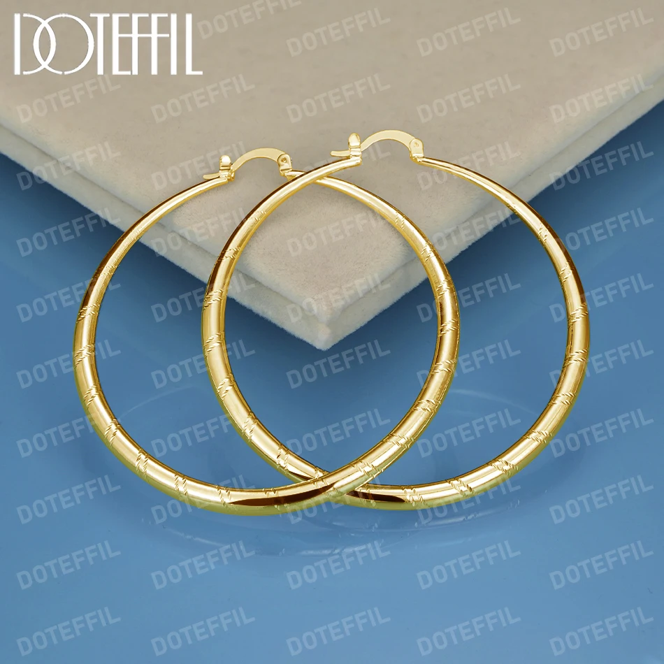 

DOTEFFIL 18K Gold Round Circle 50mm Hoop Earring For Woman Fashion Party Wedding Engagement Party Jewelry