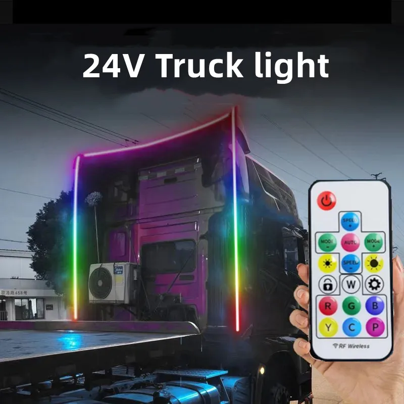 24V Magic Color Underglow Light For Car Truck Chassis Underbody Flexible Strip Lights remote Control Decorative Atmosphere Lamp