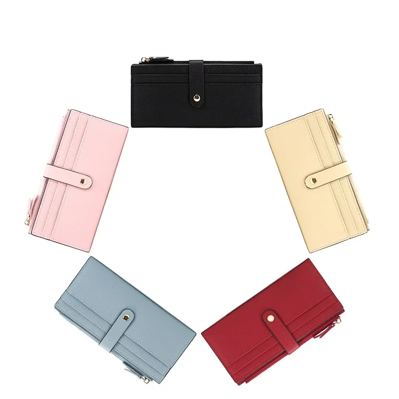 

Women Wallet Fashionable Soft PU Litchi Pattern Long Wallet Sweet Lovely Multi-Functional Zipper Card Holder Business Casual