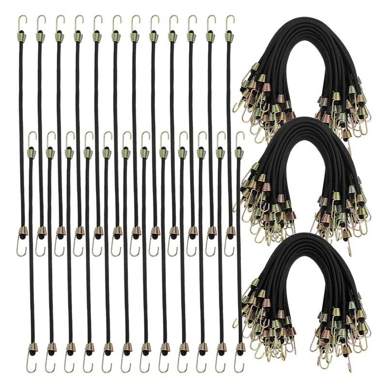 50 Pcs Mini Bungee Cords With Hooks Small Bungee Cords 10 Inch Black Short Elastic Bungee Strap For Luggage Bikes Easy To Use