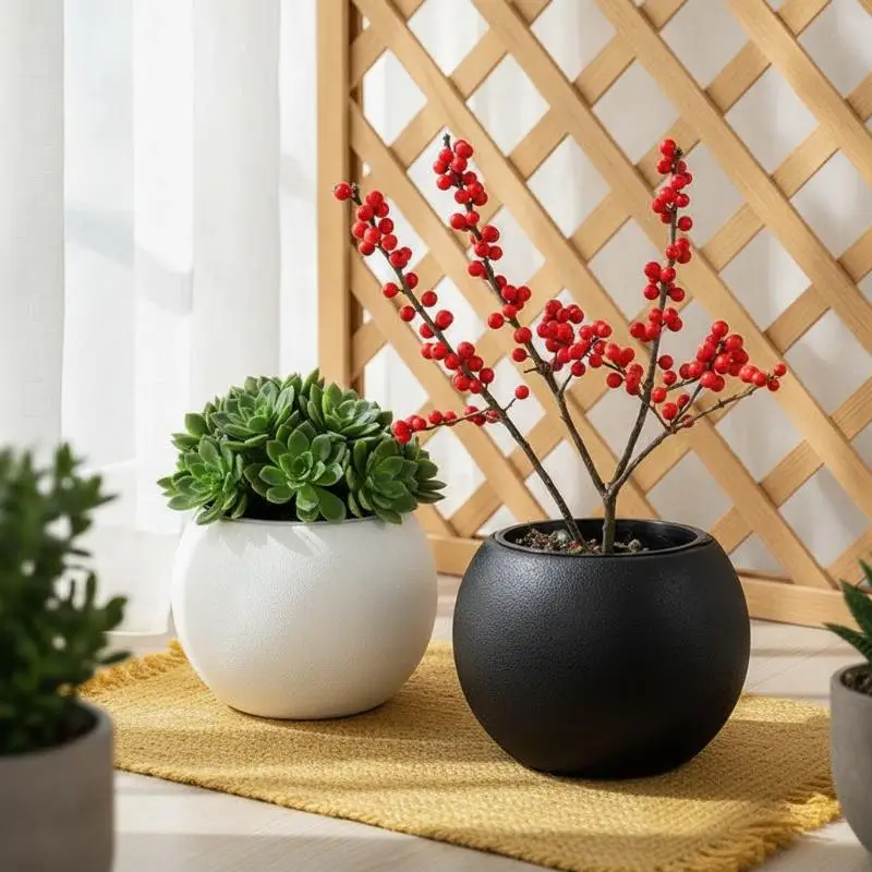 Indoor Outdoor Round Flower Pots Lightweight Unbreakable Plastic Planters