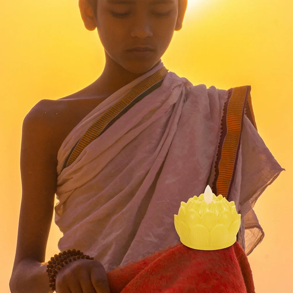 12Pcs LED Lotus Lamp Beautiful Creative Design Exquisite Workmanship for Home Temple Office Decoration