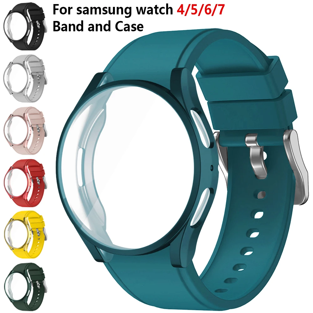 

Watch Case for Samsung Galaxy Watch 4/5/6/7 Soft TPU All-Around Cover+Original Band Sport Bracelet for Watch 6 Classic 43/47 mm