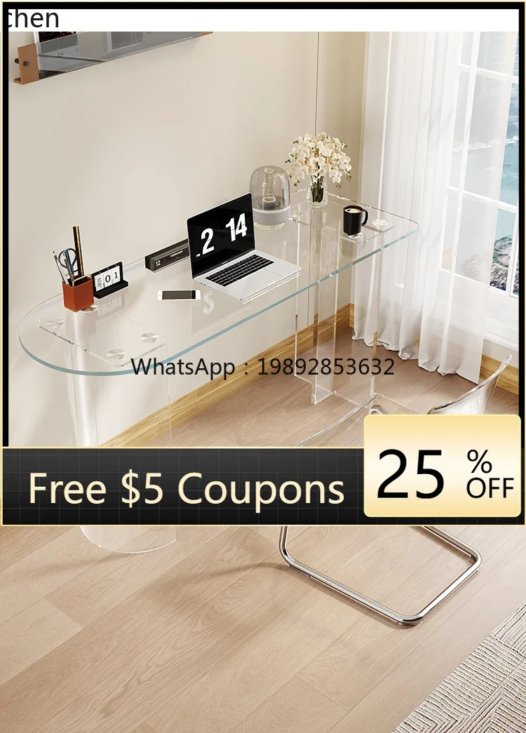 i7 acrylic suspended computer desk small apartment long desk glass office study table