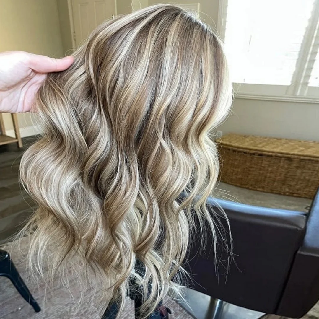 Platinum Blonde Loose Wave Transparents Wig With Dark Roots Realistic Look Natural Hairline Synthetic Lace Top Wigs Daily Used