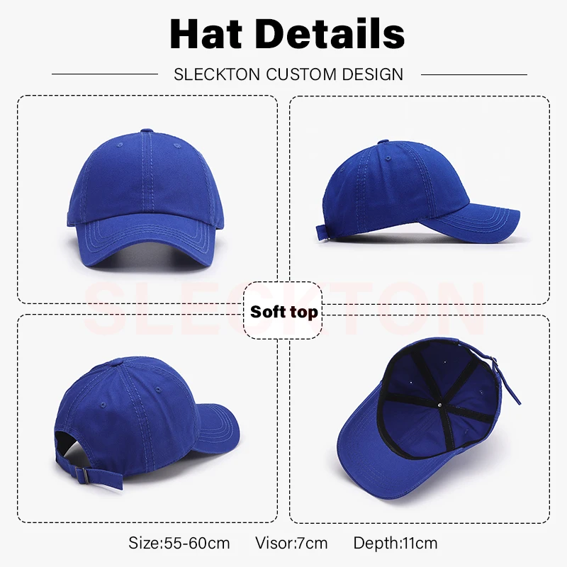 SLECKTON Custom LOGO Embroidery Hat Baseball Cap for Men and Women Cotton DIY Print Design summer Sun Hat Unisex Wholesale