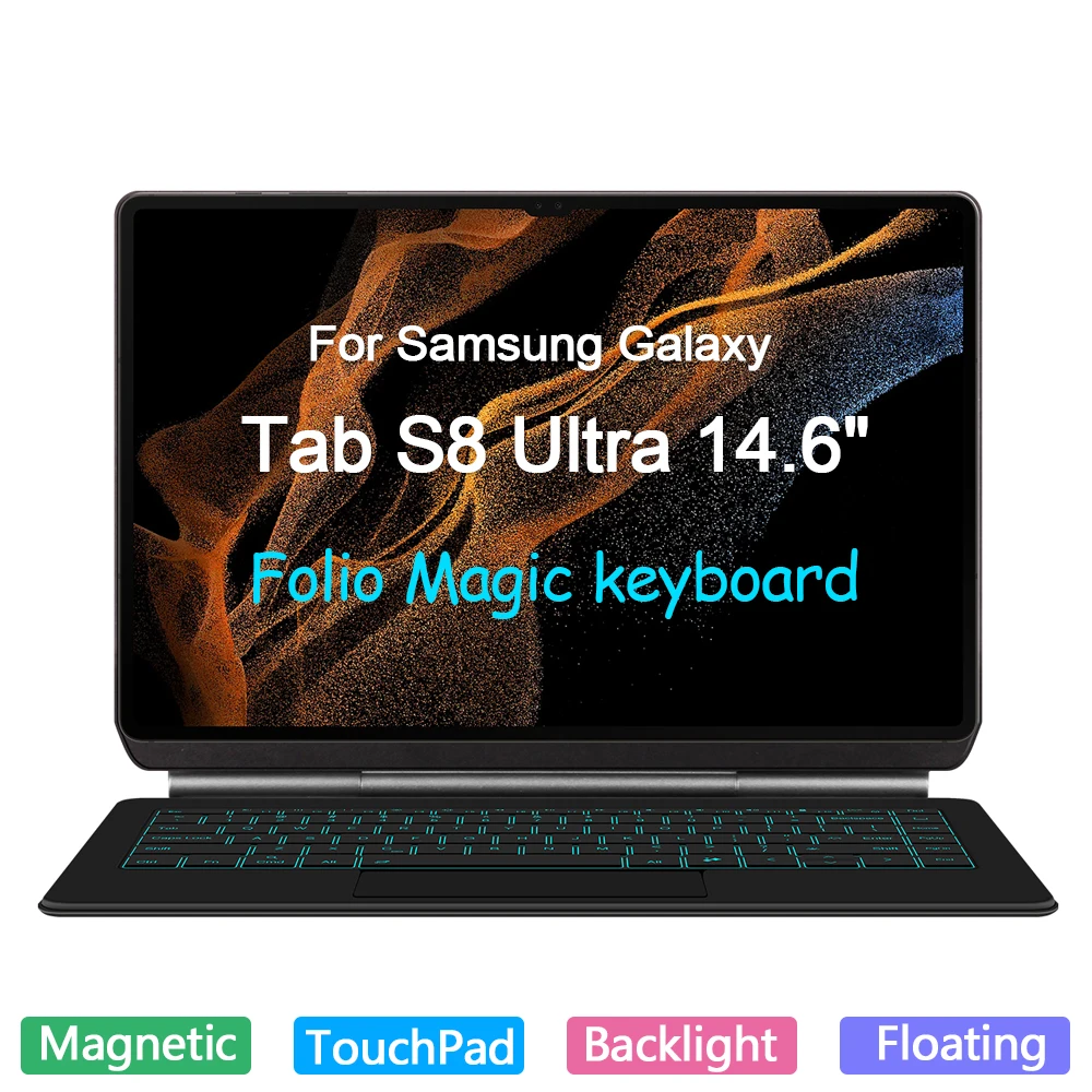 

Smart Magic Keyboard Cover For Samsung Galaxy Tab S8 ultra 14.6 Inch 2022 Multi-Touch Trackpad Wireless Keyboard With Backlight
