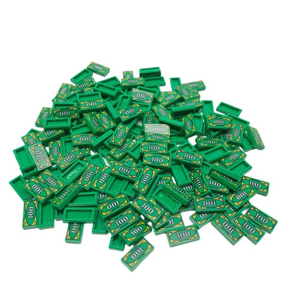 현금 달러 빌 시티 골드 실버 머니 코인 브릭, 보물 상자 DIY 액세서리, MOC 빌딩 블록 3069, 20 PCs, 50PCs 호환