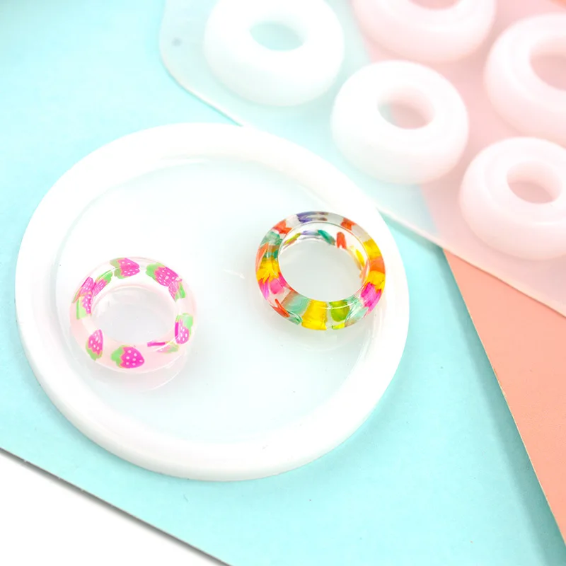 Ring mold cat ear arc diamond dry flower mirror face ring crystal drop gel mold DIY jewelry making discovery tool accessories