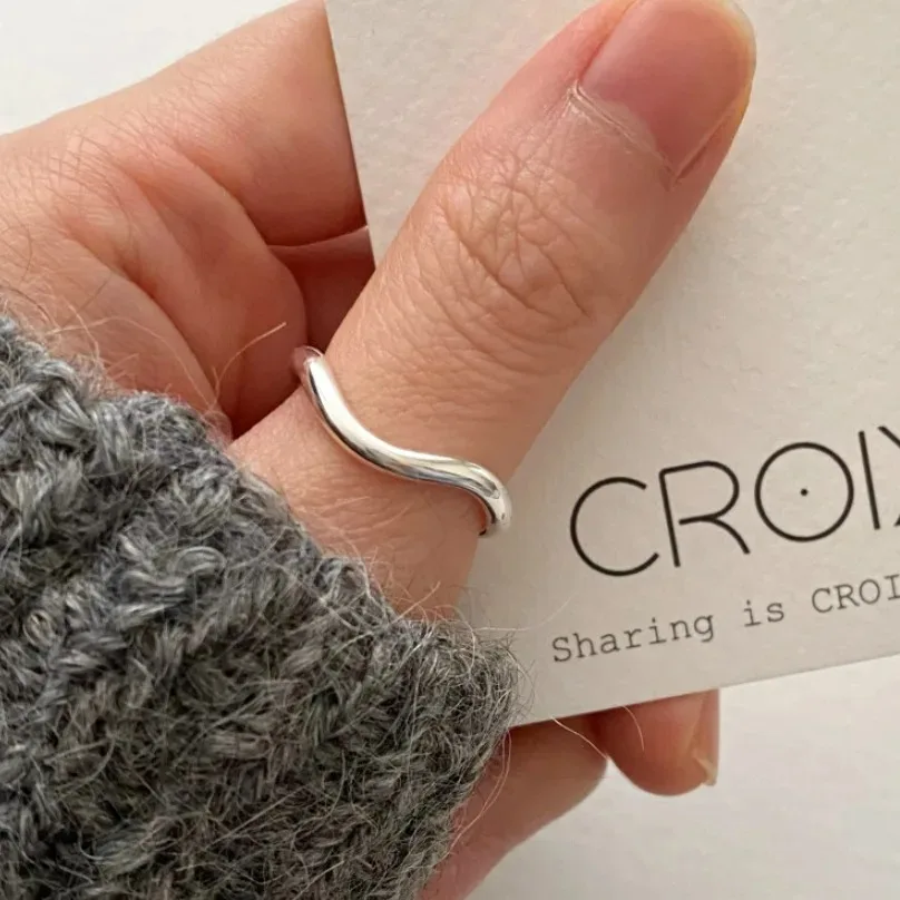 925 Sterling Silver Wavy Line Open Rings for Women Ladies Elegant Luxury Silver Color Jewelry Accessories Wholesale Jewellery