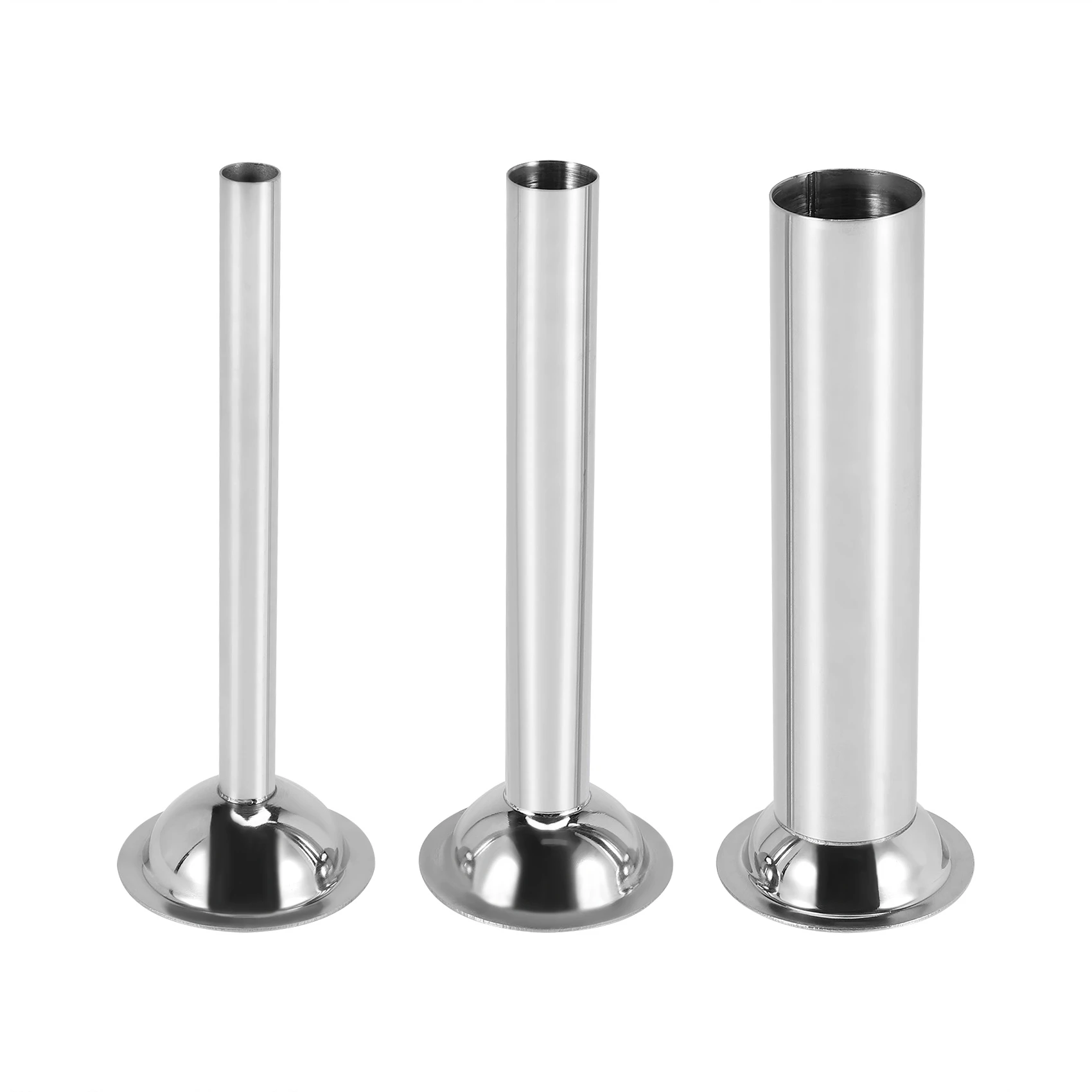 3Pcs Stainless Steel Sausage Stuffer Filling Tubes Funnels Nozzles Spare Parts Filler Tube, Base Diameter:58mm