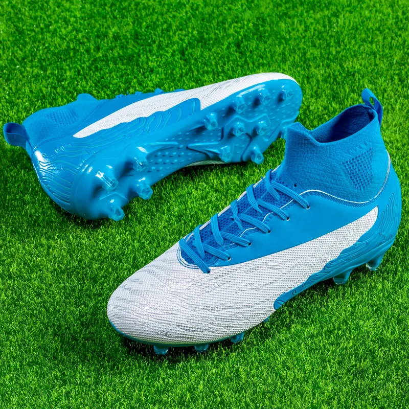 New High-Top Men\'s AG Football Boots Cleats Football Cleats Anti-slip Grass Training Outdoor Soccer Shoes Breathable Sport Sneak